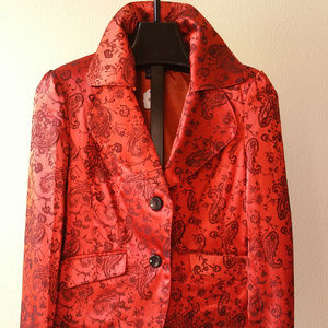 Nabi Red Brocade Look Jacket Sz M NWT